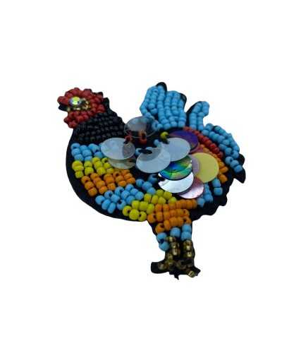 Application Coudre Coq Perles Strass Paillettes Cm 7x6