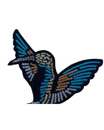Thermoadhesive Application Marbet Patch Embroidery Lurex Thread Colored Bird Bird 65x60 Mm