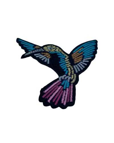 Thermoadhesive Application Marbet Patch Embroidery Lurex Thread Colored Bird Bird 65x60 Mm