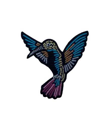 Aplicación Termoadhesivo Marbet Parche Bordado Hilo Lurex Pájaro Coloreado Pájaro 65x60 Mm