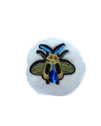 Mode Application Insecte Abeille Lurex Broderie Sur Pon Pon Perles Strass 75x75 MM