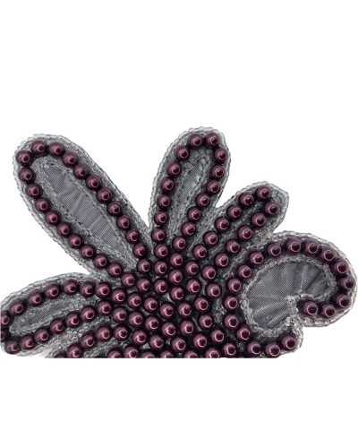 Applicazione termoadesiva patch giglio perline cucite 13x10 Cm