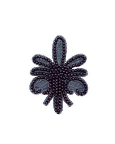 Application thermoadhésive fleur de lys perles cousues 13x10 cm