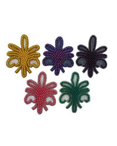 Thermoadhesive application lily patch sewn beads 13x10 cm