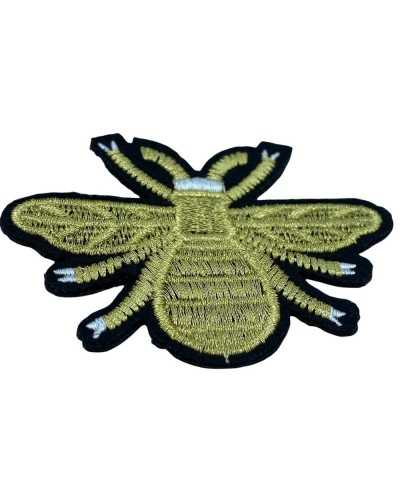 Applicazione Termoadesiva Ricamo Vespa Filo Lurex Oro 8x6 Cm