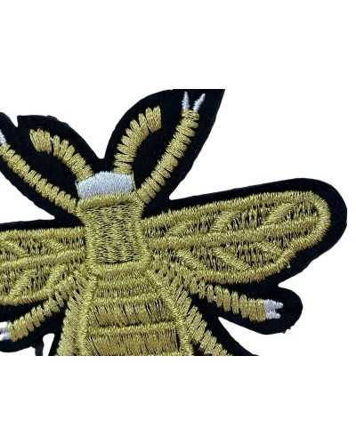 Applicazione Termoadesiva Ricamo Vespa Filo Lurex Oro 8x6 Cm