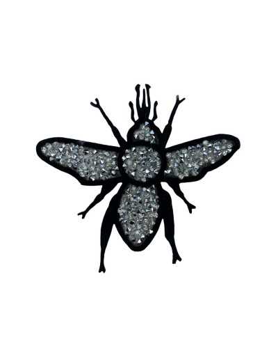 Application Ecusson Thermocollant Fly Design Strass Argent Noir 10 Cm