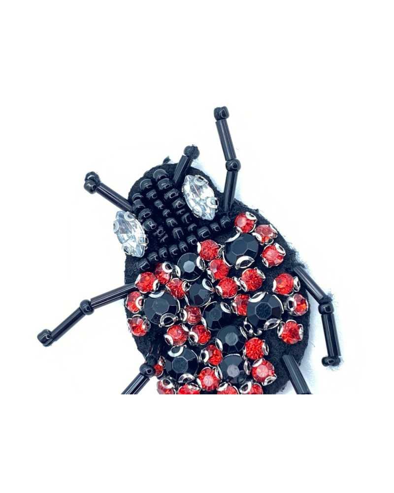 Anwendung Aufnäher zum Aufbügeln Marienkäfer Strass Schwarz Rot 2,5x5 cm