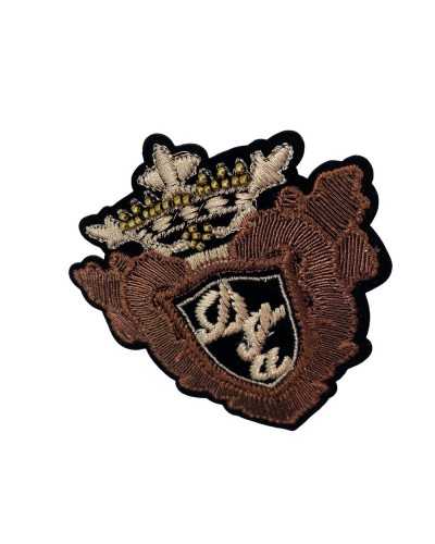 Application Iron-on Patch Lurex Thread Embroidery Beads Shield 100x85 Mm