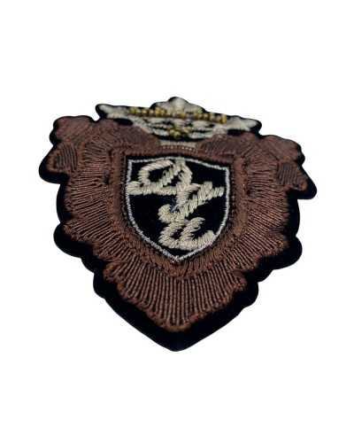 Applicazione Patch Termoadesiva Ricamo Filo Lurex Scudetto Perline 100x85 Mm