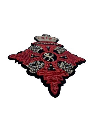 Application Patch Ecusson Thermocollant Blason Couronne Broderie Fil Métal Perle 125x100 Mm