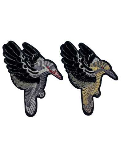 Application Iron-on Patch Embroidery Metallic Thread Velvet Red Rhinestone Eye 10x9 Cm