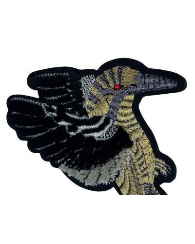 Application Iron-on Patch Embroidery Metallic Thread Velvet Red Rhinestone Eye 10x9 Cm