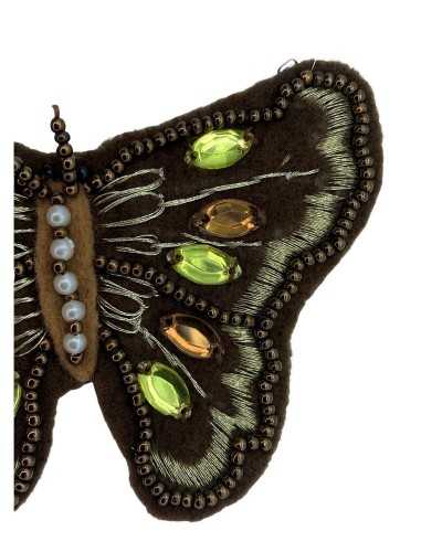 Aplicación de tela para coser Hilo de lurex dorado Bordado Cuentas de mariposa Piedras 9x6 cm