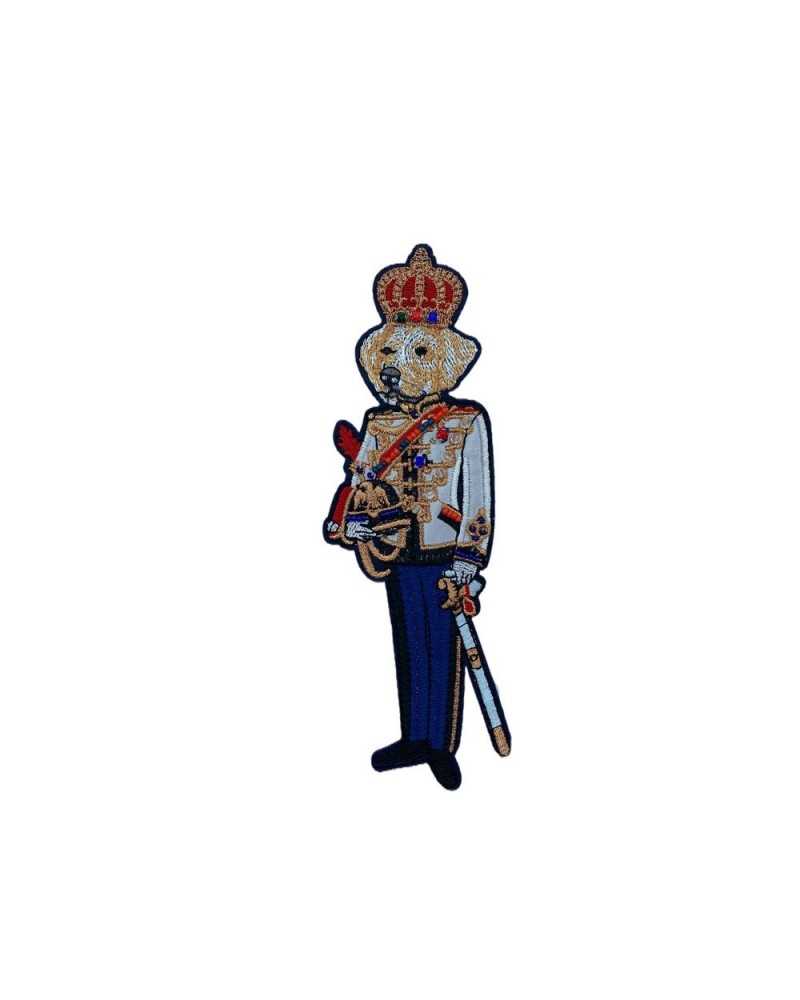 Aufbügelbare Mode-Applikation, Soldat-Hundekopf, 200 x 65 mm
