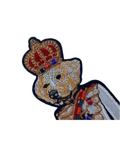 Aufbügelbare Mode-Applikation, Soldat-Hundekopf, 200 x 65 mm