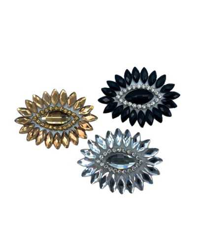 Application Ecusson Thermocollant Pétales de Fleurs Strass 70x55 Mm