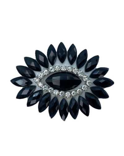 Application Iron-on Patch Flower Petals Rhinestones 70x55 Mm