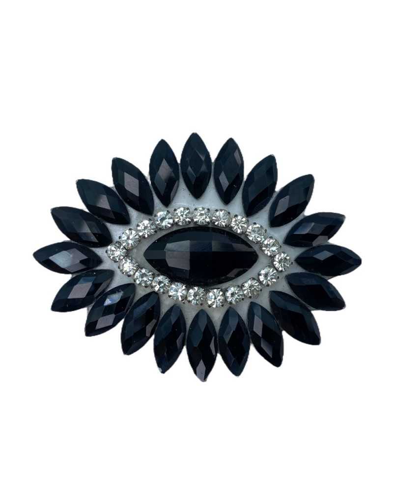 Application Iron-on Patch Flower Petals Rhinestones 70x55 Mm