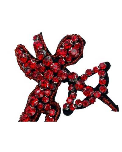 Aplicación Parche termoadhesivo Cuentas de diamantes de imitación de Cupido Cosible Rojo 8x7 cm