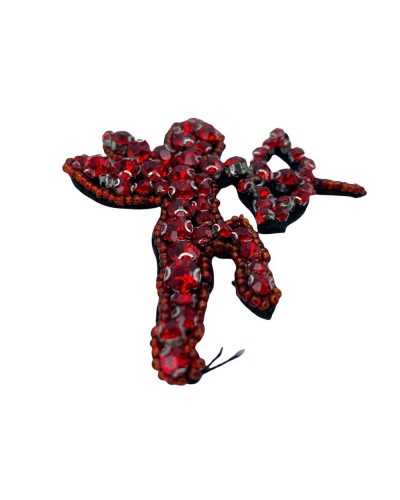 Anwendung Aufnäher zum Aufbügeln, Amor, Strassperlen, aufnähebar, Rot, 8 x 7 cm