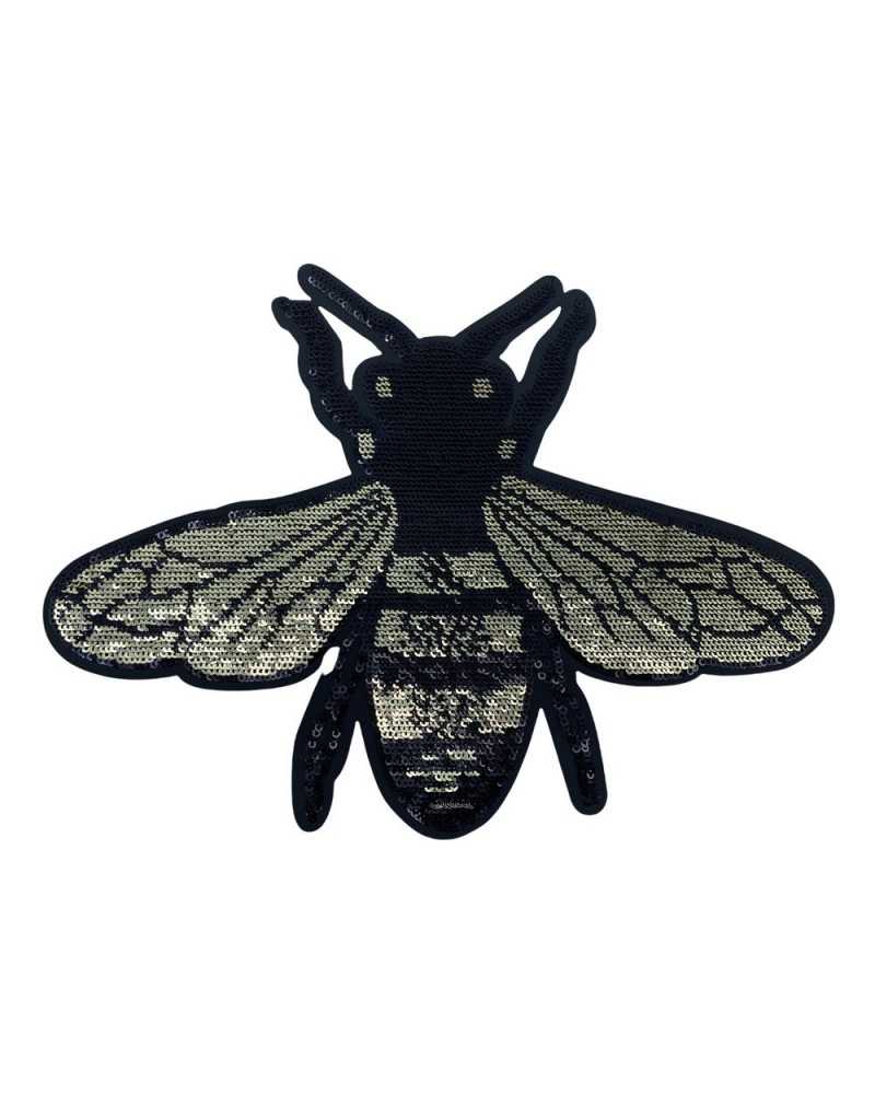 Application of vespa embroidered thermo-adhesive patch with micro sequins 210x150 mm