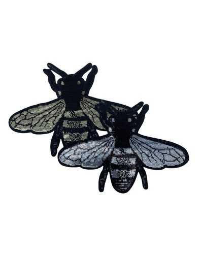 Application of vespa embroidered thermo-adhesive patch with micro sequins 210x150 mm