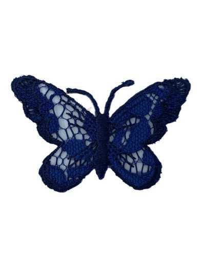 Thermoadhäsive Applikation, bestickter Aufnäher, Marbet-Spitze, einfarbig, Schmetterling, 63 x 35 mm