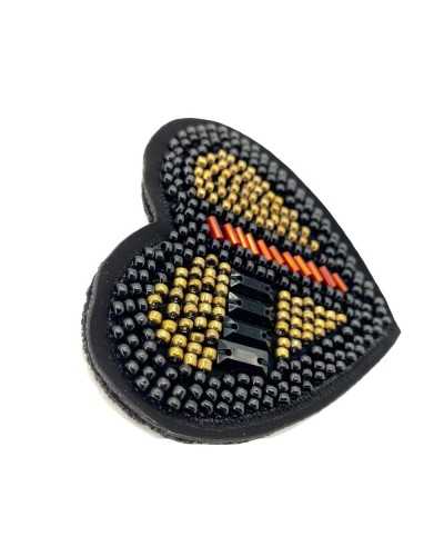 Application Ecusson Thermocollant Coeur Perles Pierres Tubes Cousus 7x7 Cm