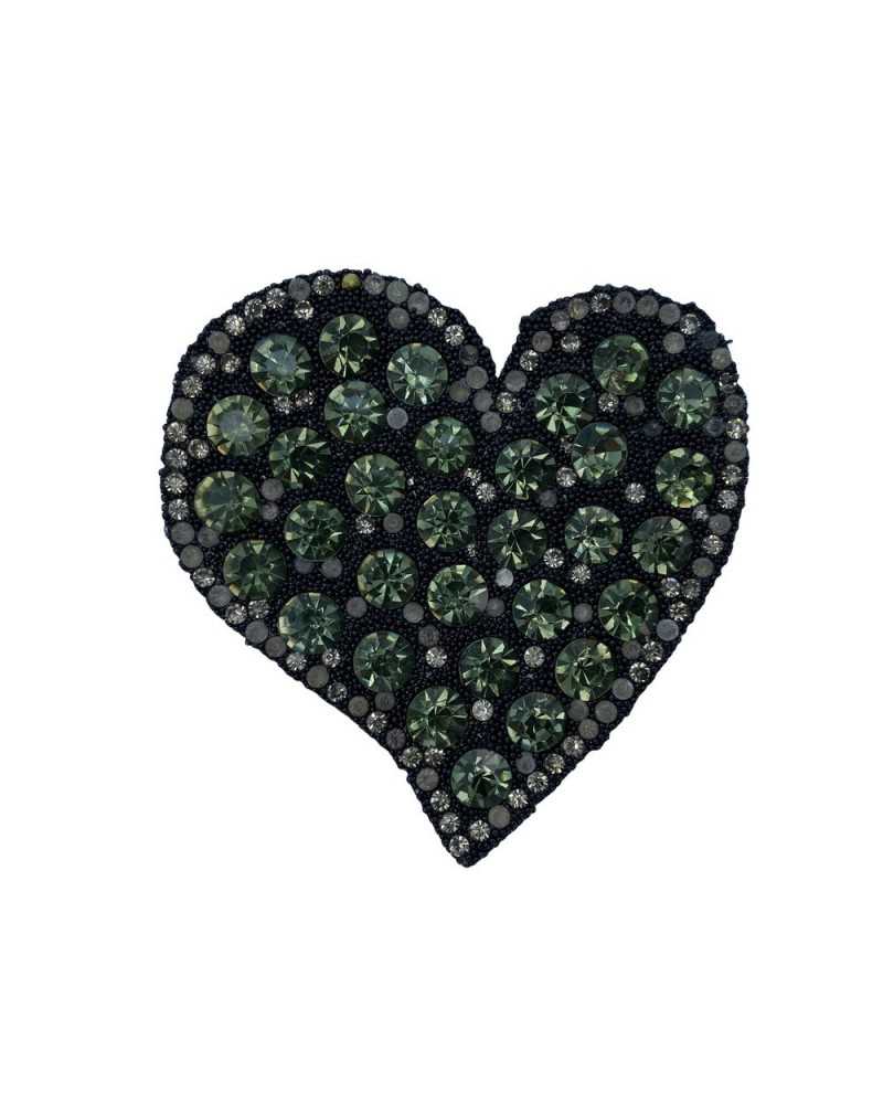 Application Ecusson Ecusson Thermocollant Coeur Strass Grand Petit 6x6 Cm