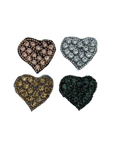 Application Ecusson Ecusson Thermocollant Coeur Strass Grand Petit 4 Cm
