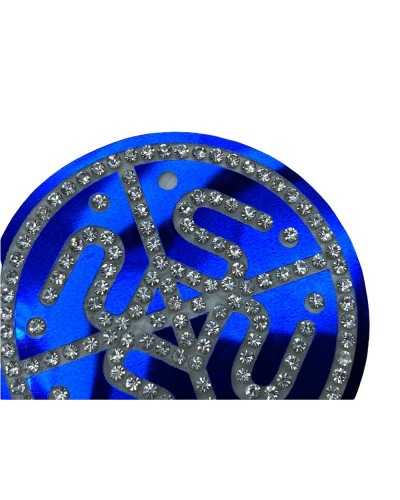 Applicazione Toppa Patch Termoadesiva Rotonda Disegno Intagliato Strass 5,5 Cm