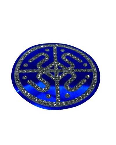 Applicazione Toppa Patch Termoadesiva Rotonda Disegno Intagliato Strass 5,5 Cm