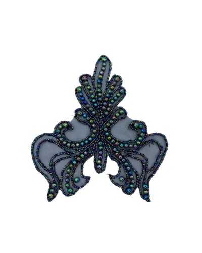 Application à coudre base d'organza perles de broderie perles cousues conception complète 15 cm