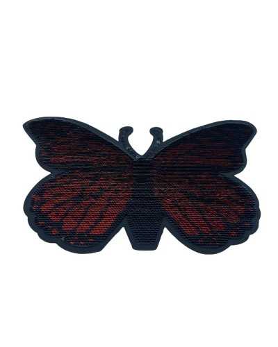Hotfix Fashion Application Patch Butterfly Embroidery Sewn Micro Sequins Red Black Cm 17x13