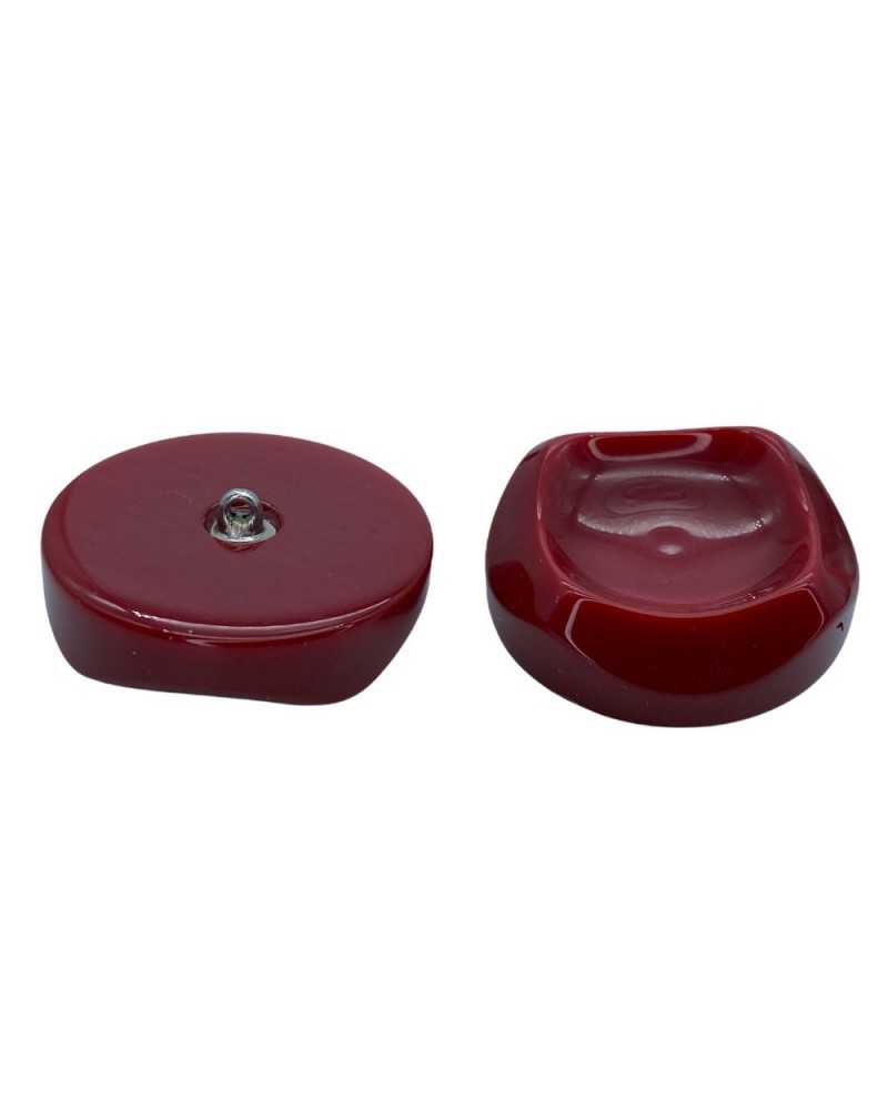 Bouton rond en nacre bombé carré tige métallique creuse Mes. 33mm