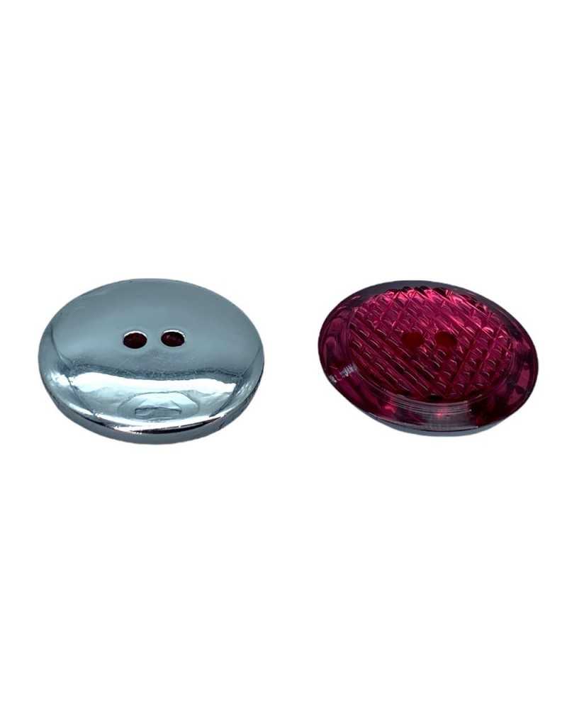 Bottone Piatto 2 Buchi Sfaccettato Effetto Strass Resina 34 Mm