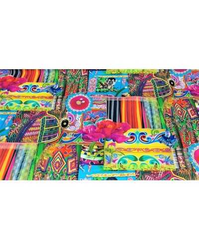50 cm Tissu en coton panama imprimé numériquement pour le rembourrage avec des animaux et des fleurs 140 cm de haut