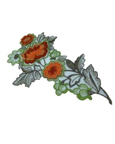 Nähbare Lurexfaden-Stickapplikation Blumen Blatt Organzabasis 23x12 cm
