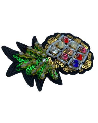 Application Coudre Ananas Strass Paillettes Tubes 85x50 Mm