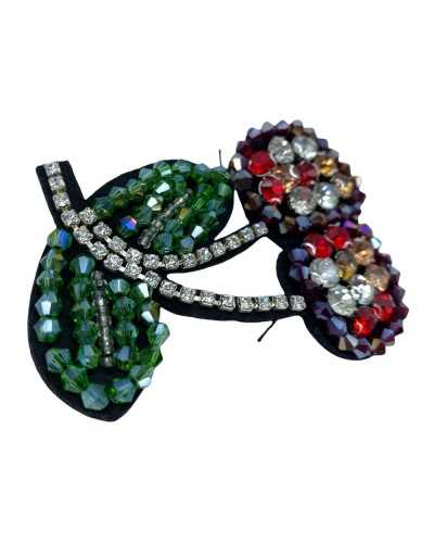Application Thermoadhésive Patch Cerise Perles Strass Cm 8x6