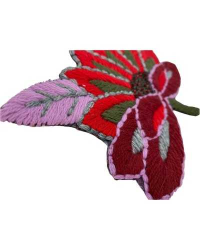 Application Broderie Thermocollante Fleur Laine Décoration Perles Cousues Cm 18x13