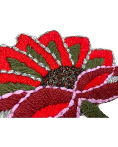 Application Iron-on Embroidery Flower Wool Decoration Sewn Beads Cm 18x13