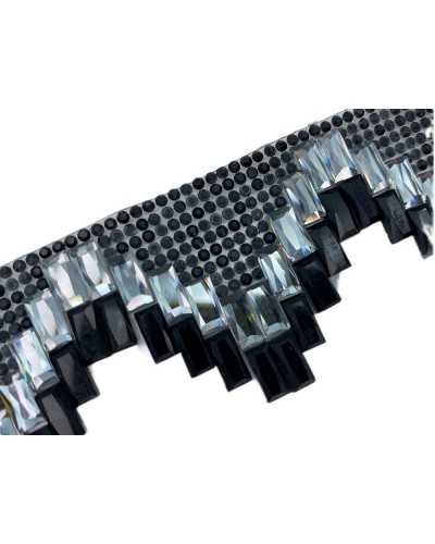 Embout d'application thermoadhésif strass argent noir 15x4 cm