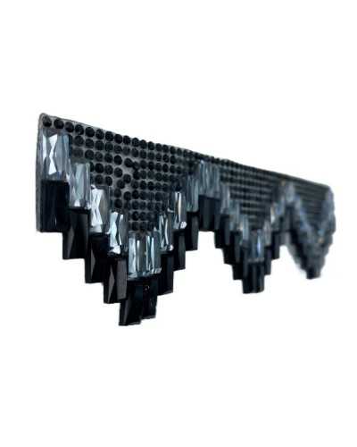 Embout d'application thermoadhésif strass argent noir 15x4 cm