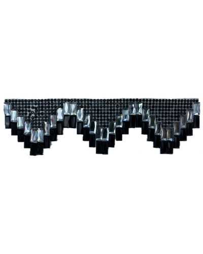 Embout d'application thermoadhésif strass argent noir 15x4 cm
