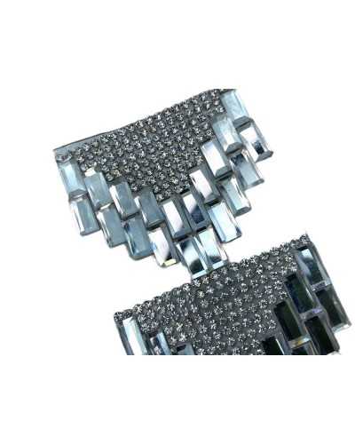 Embout d'application thermoadhésif strass argent noir 15x4 cm