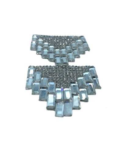 Embout d'application thermoadhésif strass argent noir 15x4 cm