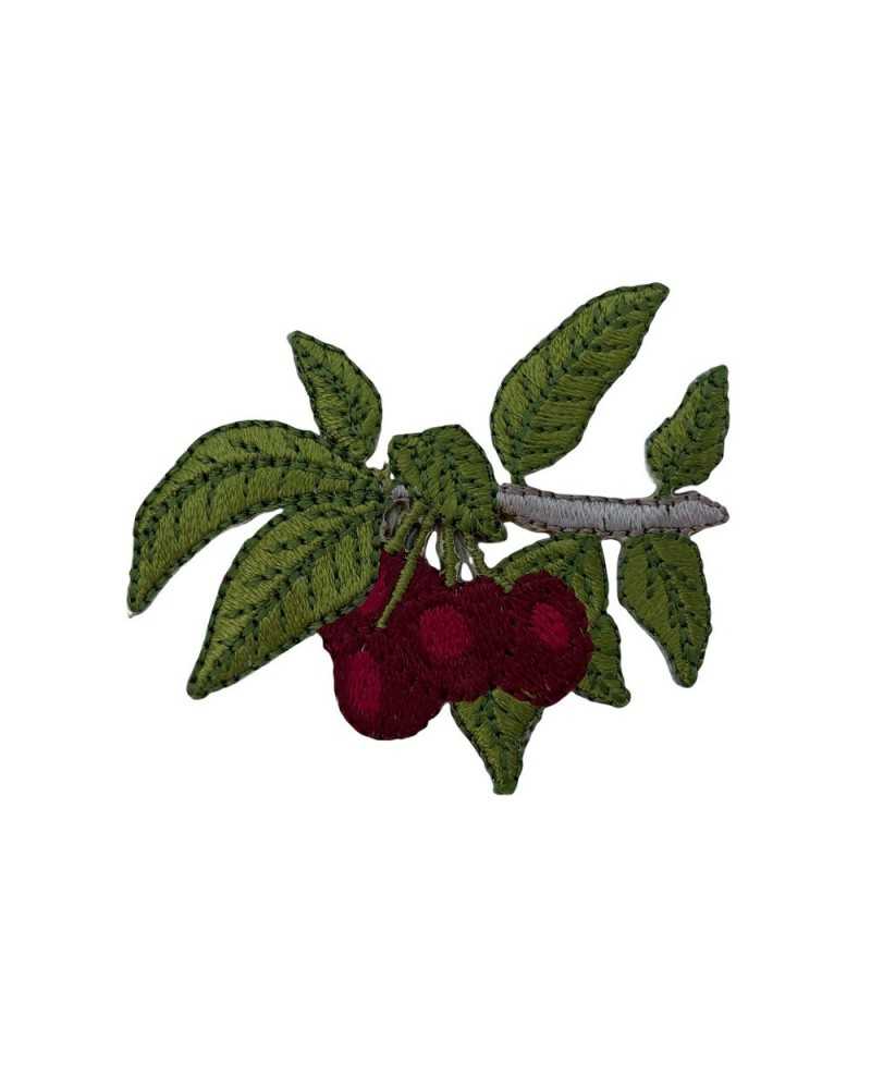Thermoadhäsive Applikation, Stickerei, Zweig, Fruchtblatt, 55 x 50 mm