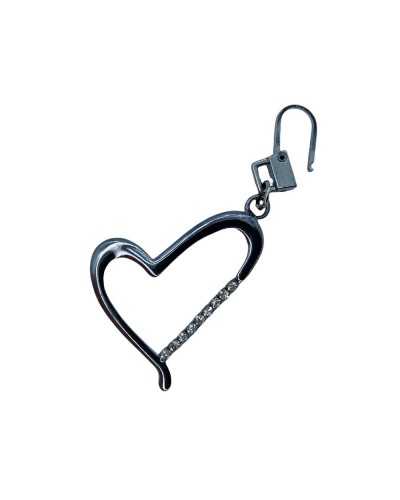Tirador De Cremallera Corazones Gancho Metal Strass Gunmetal 35x30 Mm